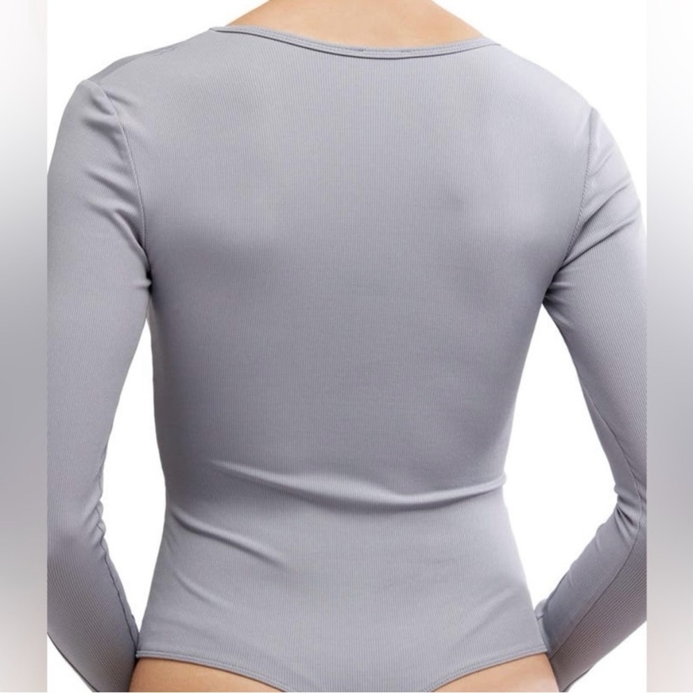 NEW Free People Intimately Victoria Plunge Bodysuit Size L Weathervane Gray Flaw - Picture 5 of 15